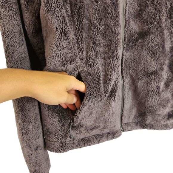 The North Face Osito Fleece Jacket Small Dark Grey Fuzzy Sherpa Full Zip - Picture 3 of 10